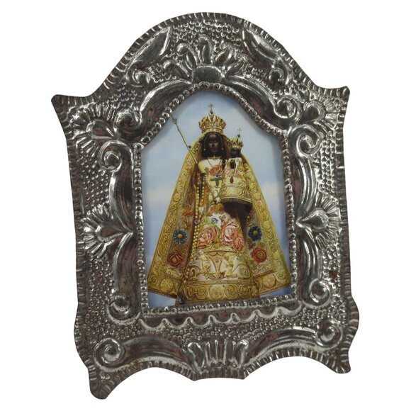 Out Lady of Einsiedeln Framed Black Madonna Silver Tone Metal Herrmann Von Point - Picture 1 of 14